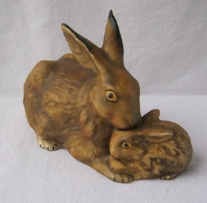 Goebel Porcelain MOTHER RABBIT BABY Figurine Germany Light Brown - Picture 1 of 12