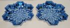 Blue Iridescent Snowflake Candy/serving Dishes~ Lot Of 2~8" - Gorgeous! - New