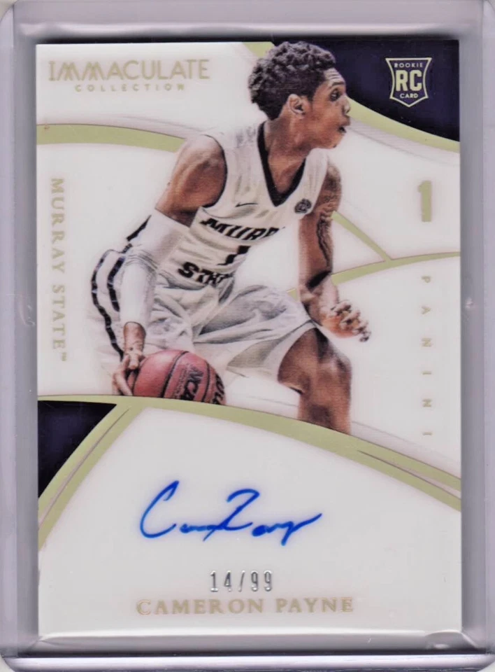 Panini Immaculate Cameron Payne Murray State RC 2015 acetato en tarjeta automática 14/99 Foto 1 de 1