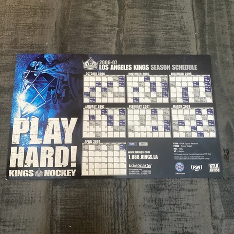 Los Angeles Kings 2006-07 Magnet Season Schedule LA Kings SGA PLAY HARD!!! Cover
