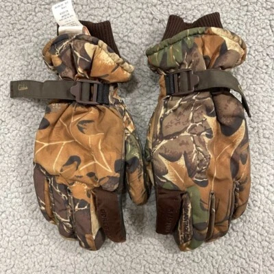 Cabelas Gloves Mens S Reg Real Tree Camo Oak Leather GoreTex Winter Snow - Image 1 of 4