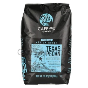 Bolsa HEB Cafe Ole Whole Bean Coffee Texas Pecan Houston San Antonio 32 oz 2 libras - Imagen 1 de 3