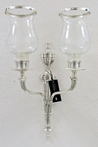 New in Box Eichholtz Creel Silver Dual Wall Candle Sconce Lantern - Picture 1 of 13