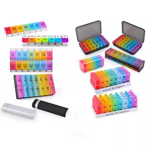 1/2/3/4 Mal am Tag 7 Tage/31 Tage Medizin Behälter Pillendose Organizer Etui - Bild 1 von 26
