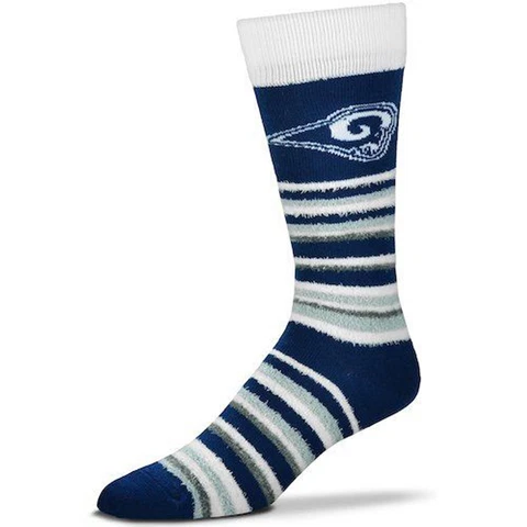 Los Angeles Rams NFL Muchas Rayas Fuzzy Sleep Soft Long Crew Socks *One Size Cover