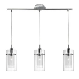 Searchlight 3303-3CC Duo 3 bar light pendant ceiling in chrome + glass shades - Picture 1 of 2