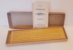 Horn Vtg Cribbage Game in Original Box with Packaging 6 Pegs Instructions C39 - Picture 1 of 7