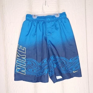NIKE SWIM Trunks Boys Medium Blue Child Beach Vacation Swimming Back Pocket GUC - Picture 1 of 12