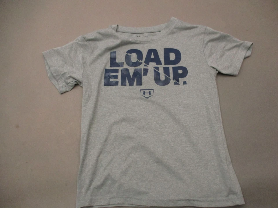Under Armour HEAT GEAR Size 7 Boys Gray Crew Neck Short Sleeve Sport T-Shirt 462 - Image 1 of 4