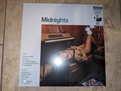 Disque Vinyle Marbré Vert Jade Signé À La Main De Taylor Swift Midnights - Photo 1/4