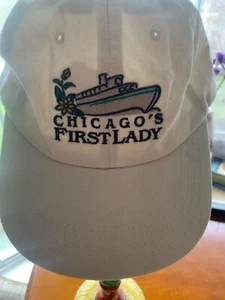 Cap One Size White Cotton 'Chicago's First Lady Cruses' NEW $14.99 - Picture 1 of 3