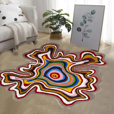 Psychedelic Rugs 3x3 Feet Handmade 100% Woolen Hand Tufted For Home Decoration - Image 1 of 4