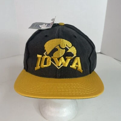 New Vintage Iowa Hawkeyes Snapback Hat, The Game, Black/yellow, Logo, NWT 1992 - Image 1 of 4