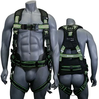 AFP Fall Protection Safety Harness Premium Hi-Viz Lime Black Reflective Bad Boy - Image 1 of 4
