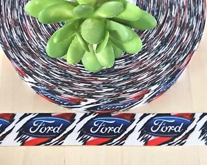 7/8" (1 YD) Ford Truck Grosgrain Ribbon Ford Emblem Lanyard Craft Ribbon - Picture 1 of 1