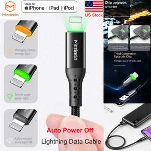 Câble de charge USB Smart DEL Auto Power Off pour iPhone XR 7 8 6 11 12 13 14 Pro - Photo 1 sur 12