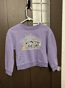 Disney Parks Girls 100th Anniversary Mickey Mouse Friends Glitter Sweatshirt 7/8 - Picture 1 of 5
