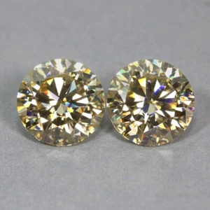 Impresionante par de moissanita amarillo dorado 7,10 quilates (10x10 mm) excelente corte redondo - Imagen 1 de 8
