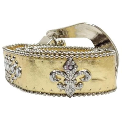 Cinturón Fleur de Lis con hebilla de diamantes de imitación con tachuelas cadena de bolas adorno dorado plata 3182 Foto 1 de 4