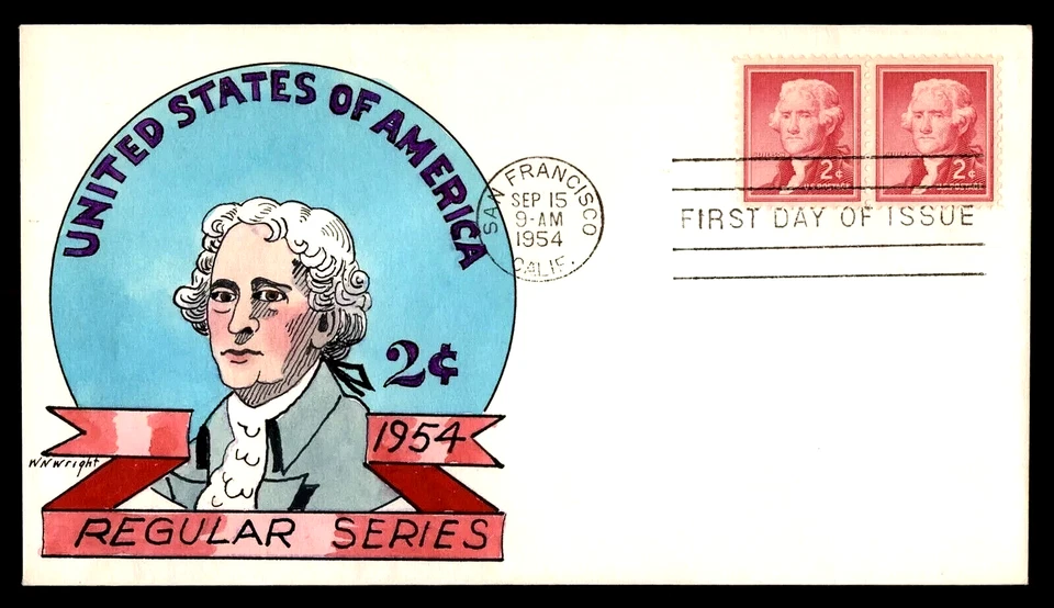 1033 2c Stamp (1954) THOMAS JEFFERSON FDC HD/HP FROM WILLIAM N. WRIGHT !!! - Image 1 of 1