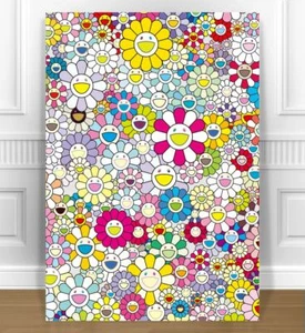 TAKASHI MURAKAMI - SUN FLOWERS LIGHT CANVAS PRINT JAPANESE POP ART 24x18" - Picture 1 of 1