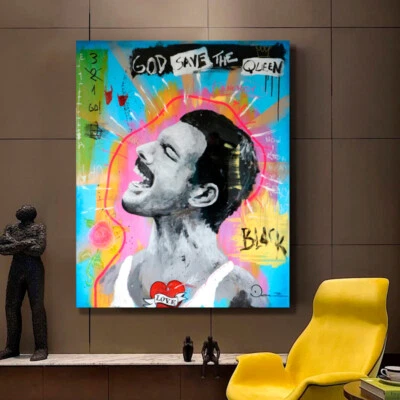 FREDDIE MERCURY PRINT ON STRETCHED CANVAS PRINTS ABSTRACT ARTWORK DECOR QUEEN - image 1 of 4