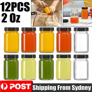 12PCS 2 Oz Small Glass Bottles Clear Mini round Bottles Jars Small Containers AU - Picture 1 of 12