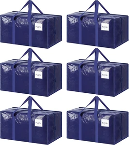 6 Pack Extra Heavy Duty Large Moving Bags With Strong Zipper Dark Blue Color NEW - Picture 1 of 11
