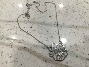 Silver plated Scrolled Word “Love” Pendant 18” Necklace. - Picture 1 of 2