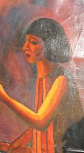 VINTAGE EXPRESSIONIST WOMAN PORTRAIT OIL PAINTING - Picture 1 of 12