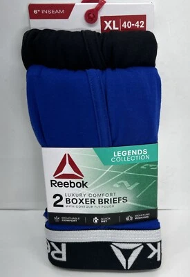 Paquete de 2 calzoncillos boxer cómodos de lujo Reebok Legends Collection XL 40-42 banda blanca Foto 1 de 4