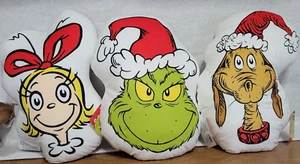 Almohadas decorativas Ruz Dr. Seuss The Grinch Max y Cindy Lou Who Head nuevas - Imagen 1 de 4