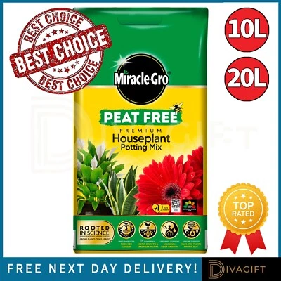 MIRACLE GRO MIRACLE-GRO HOUSEPLANT COMPOST PEAT FREE PREMIUM POTTING MIX SOIL 10L 20L NEW