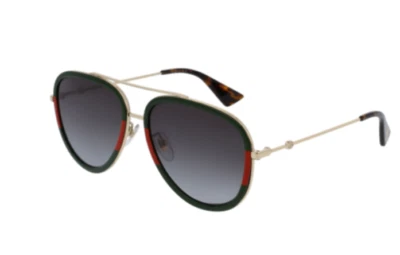 Gucci GG0062S 003 Gold Green/Grey Gradient Oval Women's Sunglasses - Image 1 of 4