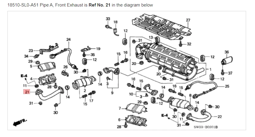 Tubo de escape delantero HONDA ACURA ORIGINAL OEM NSX A ☆ 18510-SL0-A51 Foto 1 de 1