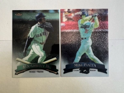 1998 Topps Finest Jumbo Refractor Ken Griffey Jr Mike Piazza 2-Card Lot HOF - Image 1 of 3