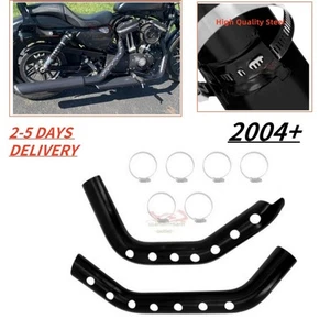 Black Exhaust Header Cover Pipe Heat Shields For Harley Sportster 883 1200 04-23 - Picture 1 of 10
