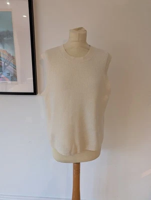 JIGSAW Cream Ribbed Knit Sweater Vest Tank Sleeveless Jumper Top UK M Ch 40" - Image 1 of 4