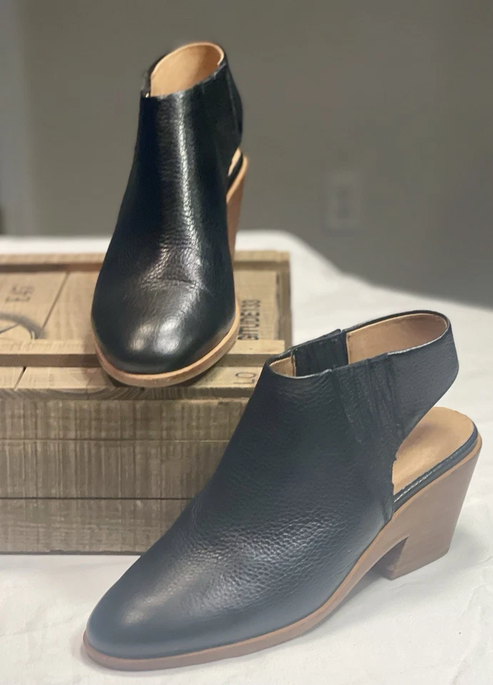 Botines de cuero negro con espalda abierta Gentle Souls Harlie Sling Back para mujer talla 6 Foto 1 de 4