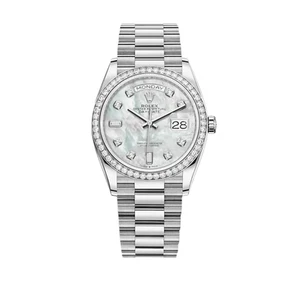 Rolex Day-Date 36 128349RBR White Gold Diamond Bezel Mother of Pearl Diamond - Picture 1 of 1