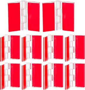 12 Pcs Plastic Acrylic Clear Small Hinges Self Adhesive Piano Hinge for Cabinet  - Picture 1 of 12