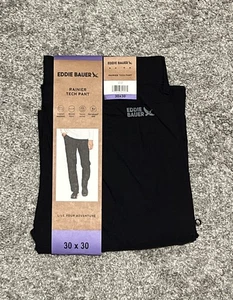Pantalón Eddie Bauer Hombre Rainier Tech Negro 30x30 (334) NUEVO CON ETIQUETAS - Imagen 1 de 2