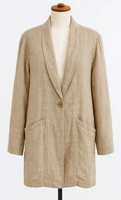 Eileen Fisher Organic Linen Long Line Blazer Jacket Capsule Luxury Minimalist M - Image 1 of 4