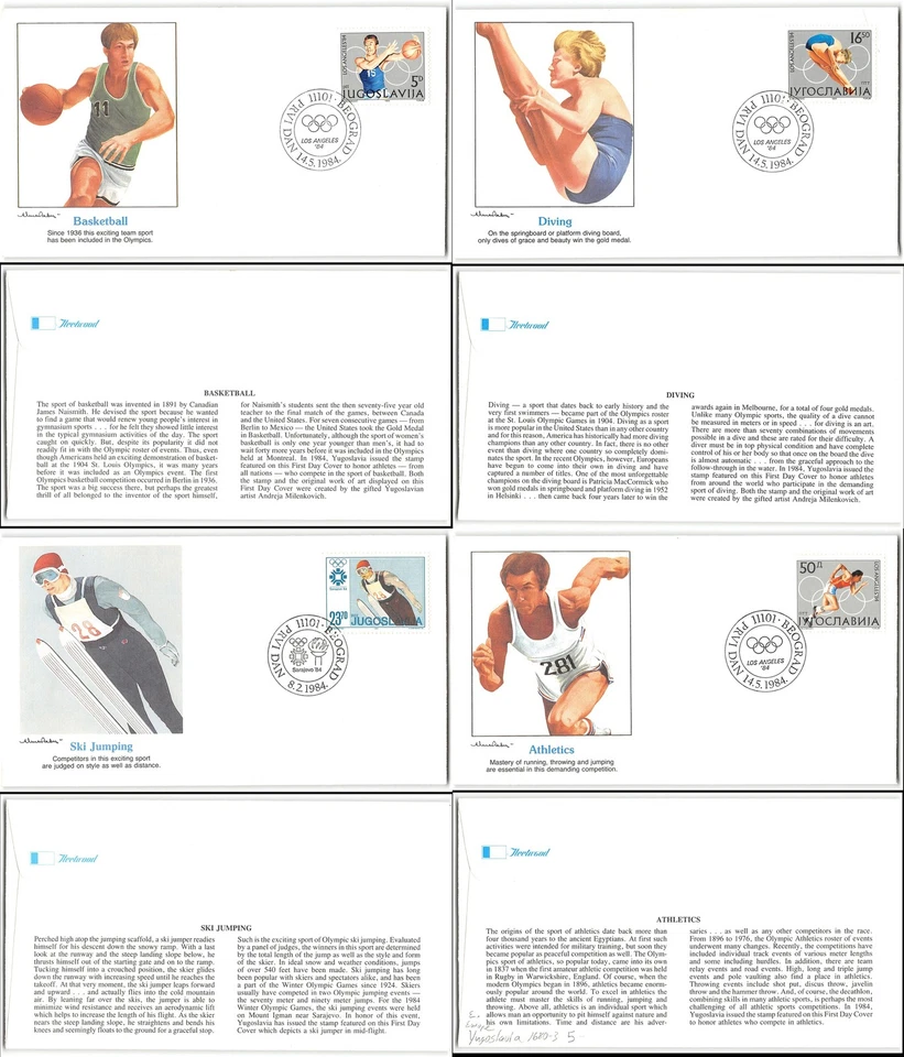 Yugoslavia #1680-83 Four covers, sports-themed/Olympics, 1984 - Image 1 of 1