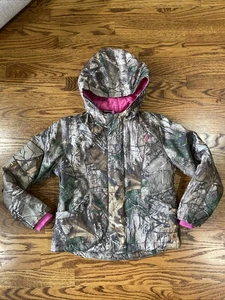 Carhartt Girls 7/8 Youth Small Hooded Jacket Real Tree Camo With Hot Pink Trim - Picture 1 of 7