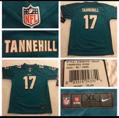 Miami Dolphins NFL Nike TANNEHILL #17 Youth Boy’s X-Large 18-20 XL jersey NWT - Image 1 of 4