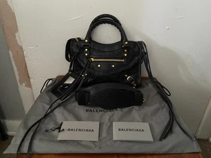 BALENCIAGA Mini City Bag Schwarz Lammleder Moto Dustbag Handtasche Crossbody - Bild 1 von 15