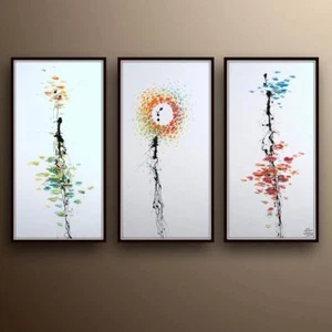 Juego de pintura abstracta 48" x 24", pintura al óleo original sobre lienzo, arte moderno - Imagen 1 de 3