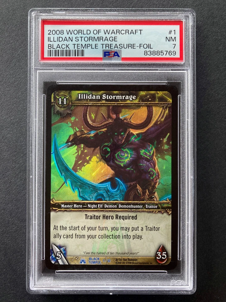 PSA 7 Illidan Stormrage Foil 1/12 Black Temple Treasure Warcraft WoW TCG - Image 1 of 2