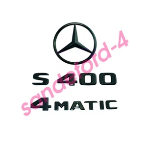 S400 4MATIC Rear Star Emblem Black Letter Badge Logo for AMG Mercedes W221 Sedan - Picture 1 of 7
